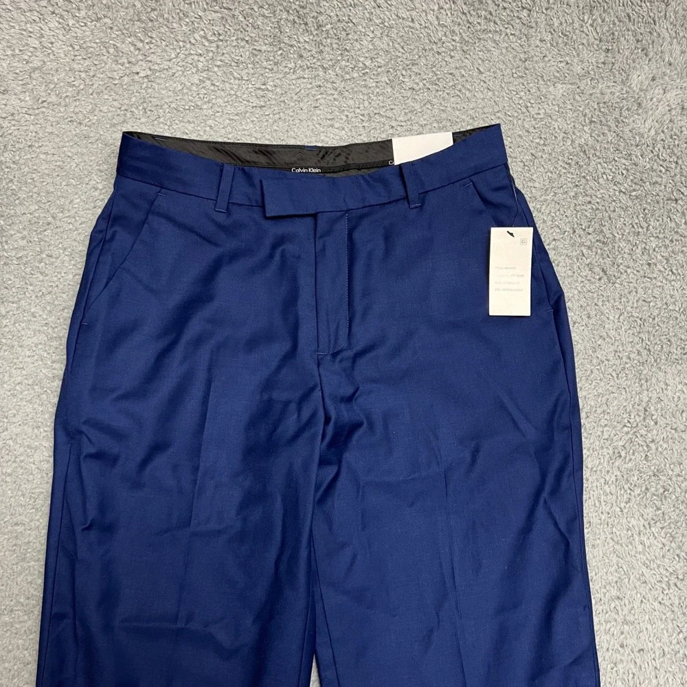 Calvin Klein Dress Pants Kids Size 18 Blue New K841152 Flat Front Tapered Leg